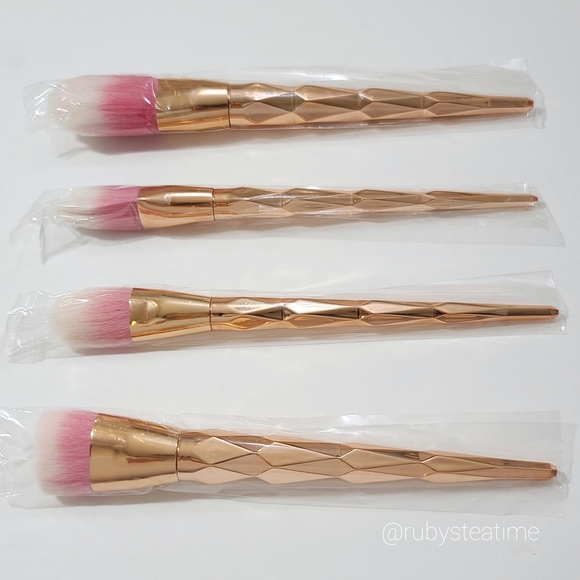 🦄 Unicorn Makeup Brush Set, Rosegold Handles, Pink & White, New in Orig Wrapper - Picture 2 of 5